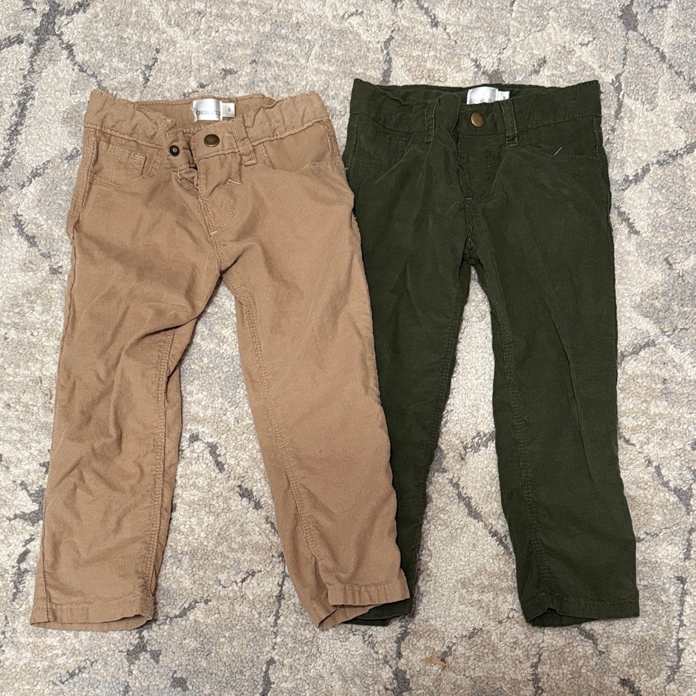 Cherokee Kids Corduroy Pants - Tan and Green